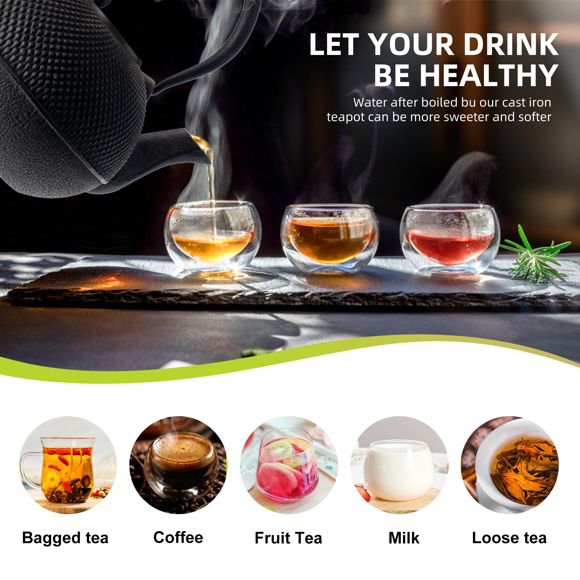 Suyika teapot stainless steel infuser inside for clean brewing.