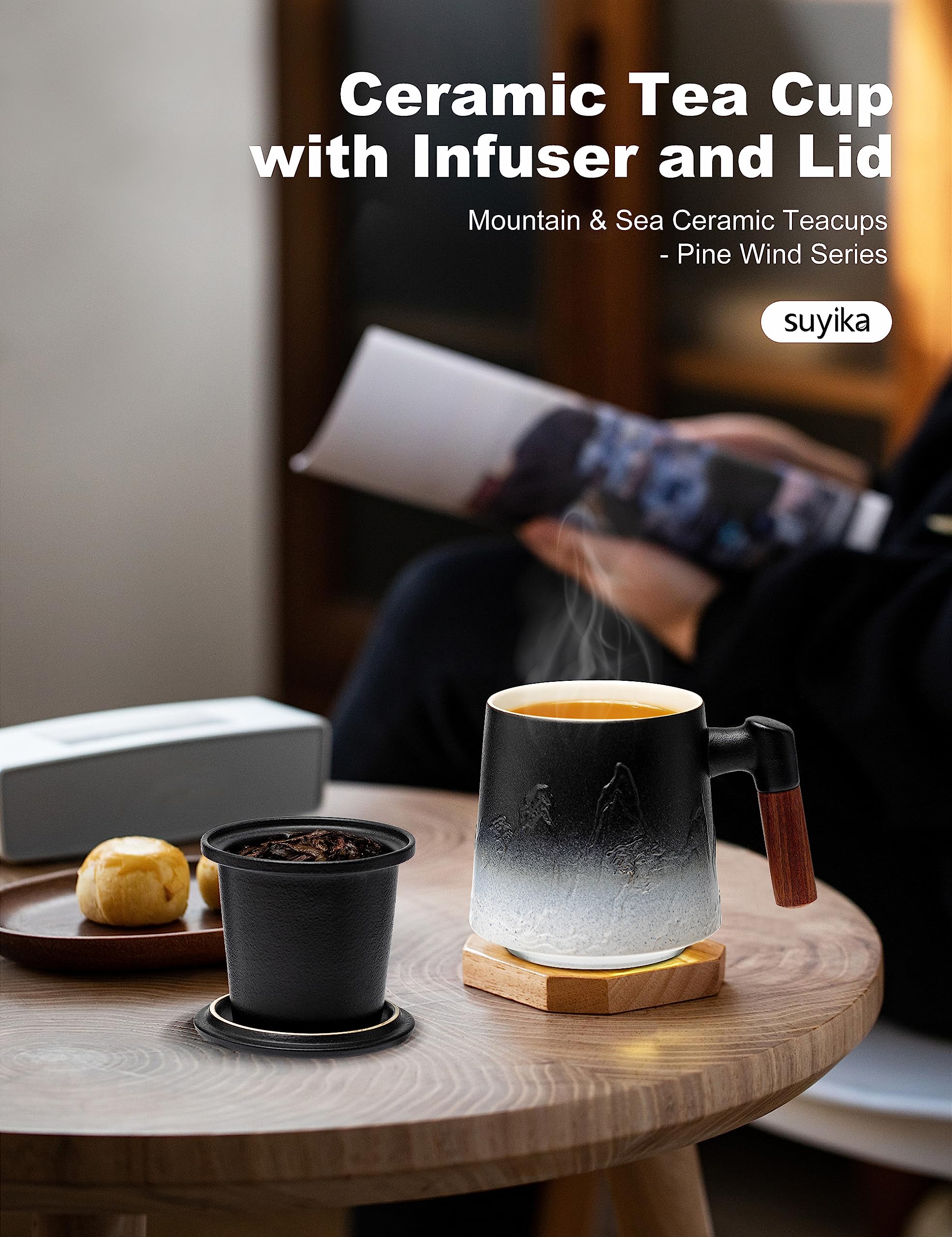 Suyika wooden-handle tea cup designed for relaxed tea rituals.
