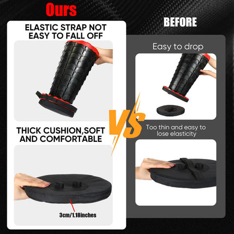 Suzile stool cushion features waterproof Oxford cover for outdoor use.