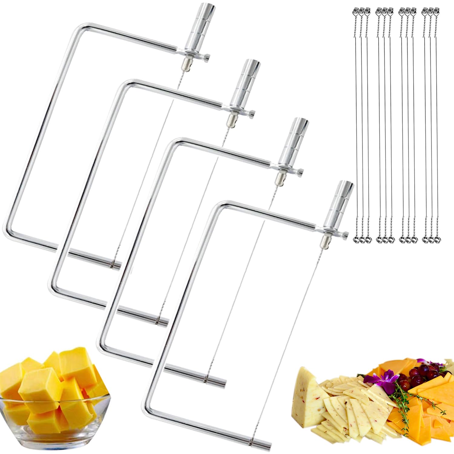 SUZLFTDZSW cheese slicer kit with four slicers for easy cheese prep.