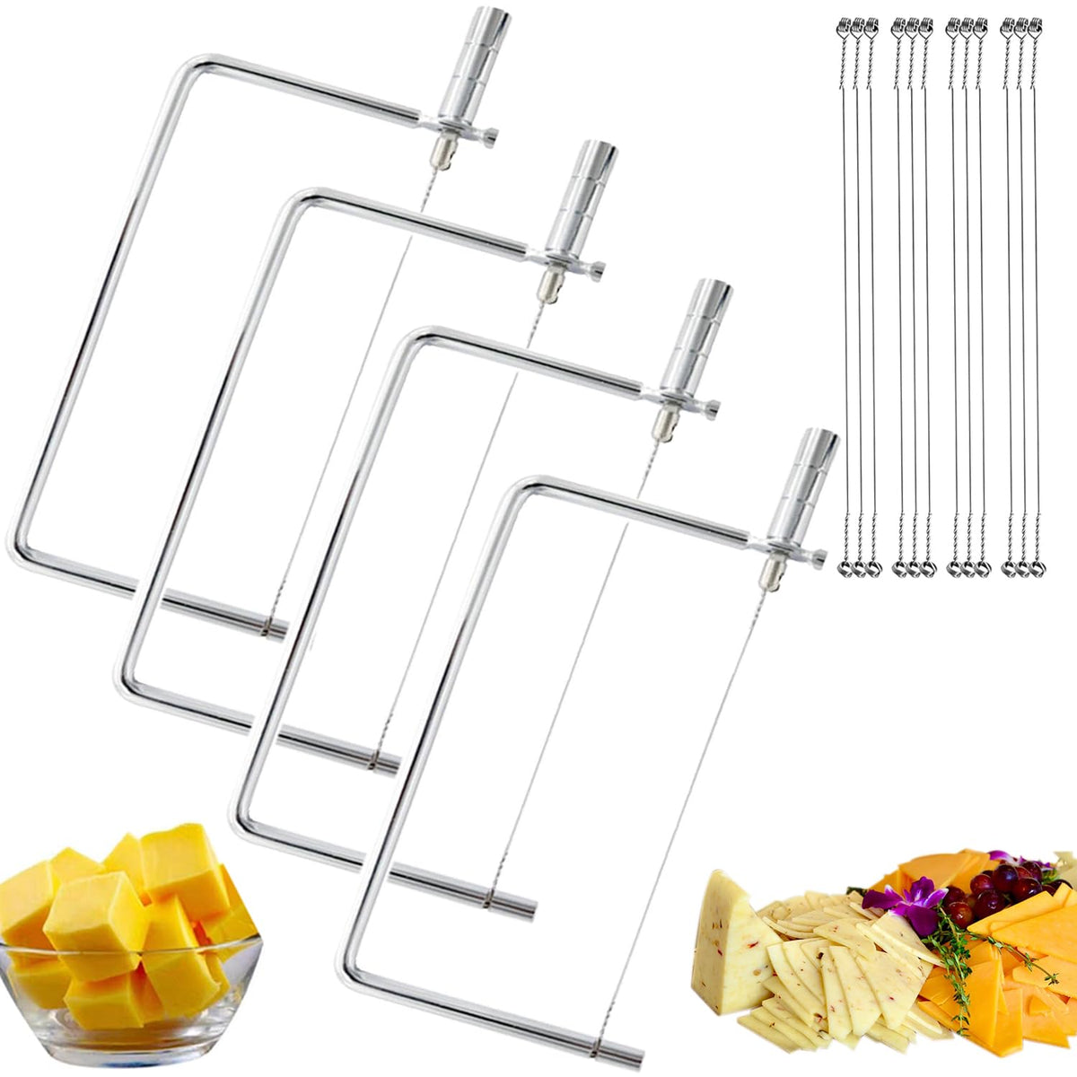 SUZLFTDZSW cheese slicer kit with four slicers for easy cheese prep.