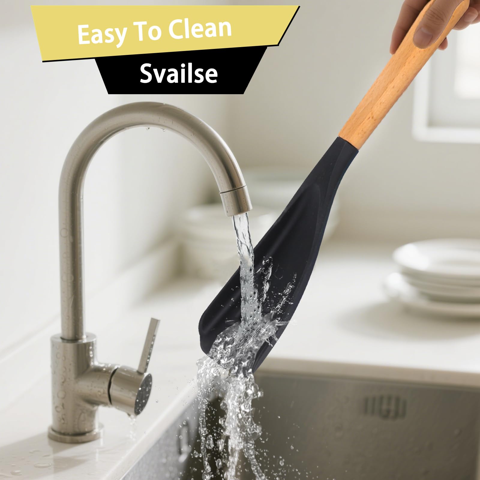 Svailse silicone spatula set4 in a tidy kitchen.