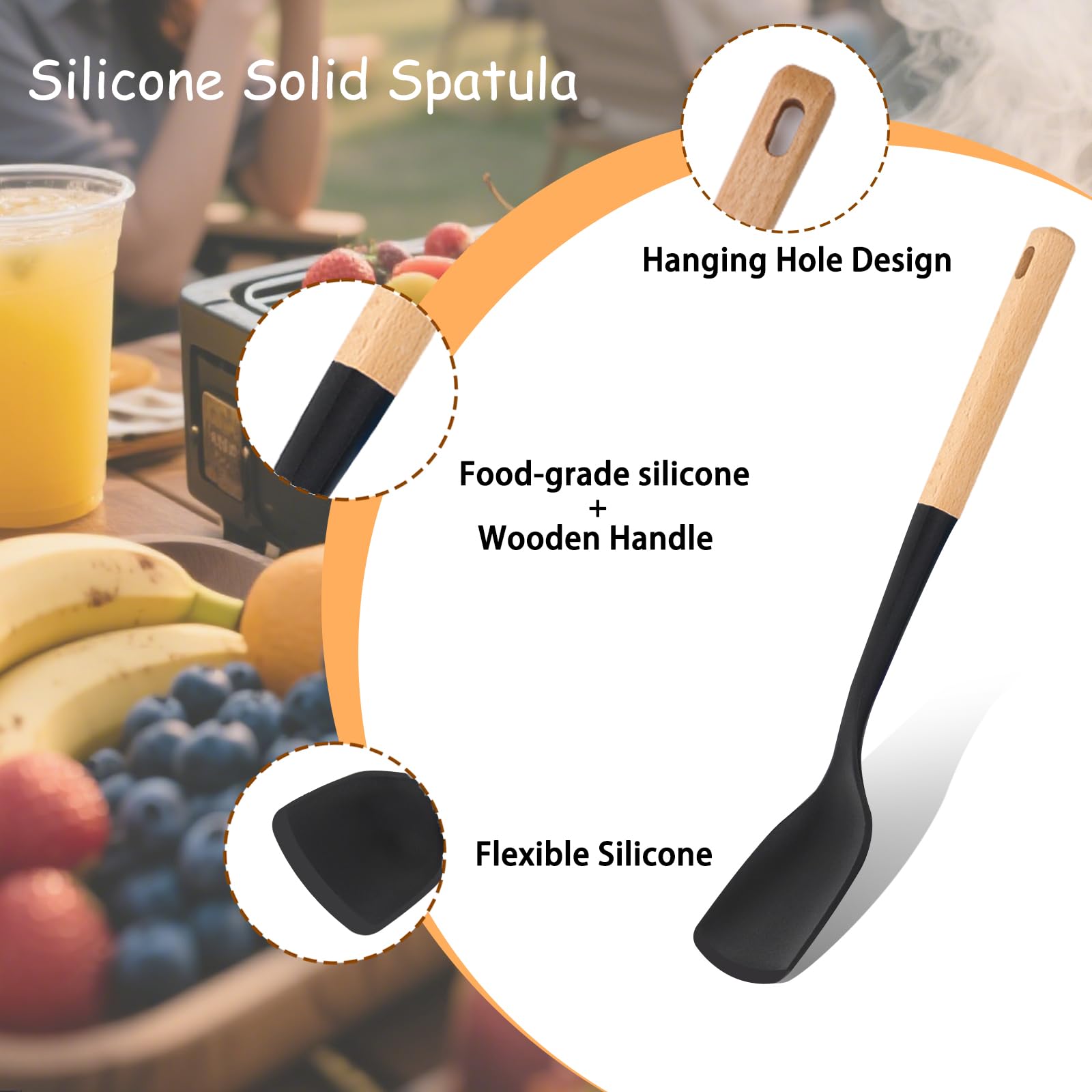 Svailse silicone spatula in a nonstick pan for safe scraping.
