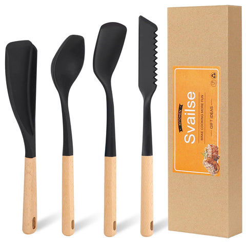 Svailse silicone spatula set4 in a bowl for mixing and scraping nonstick cookware.