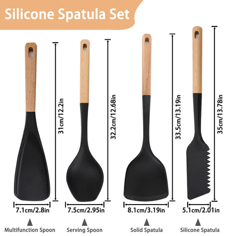 Svailse wooden-handle spatula close-up showing ergonomic grip.