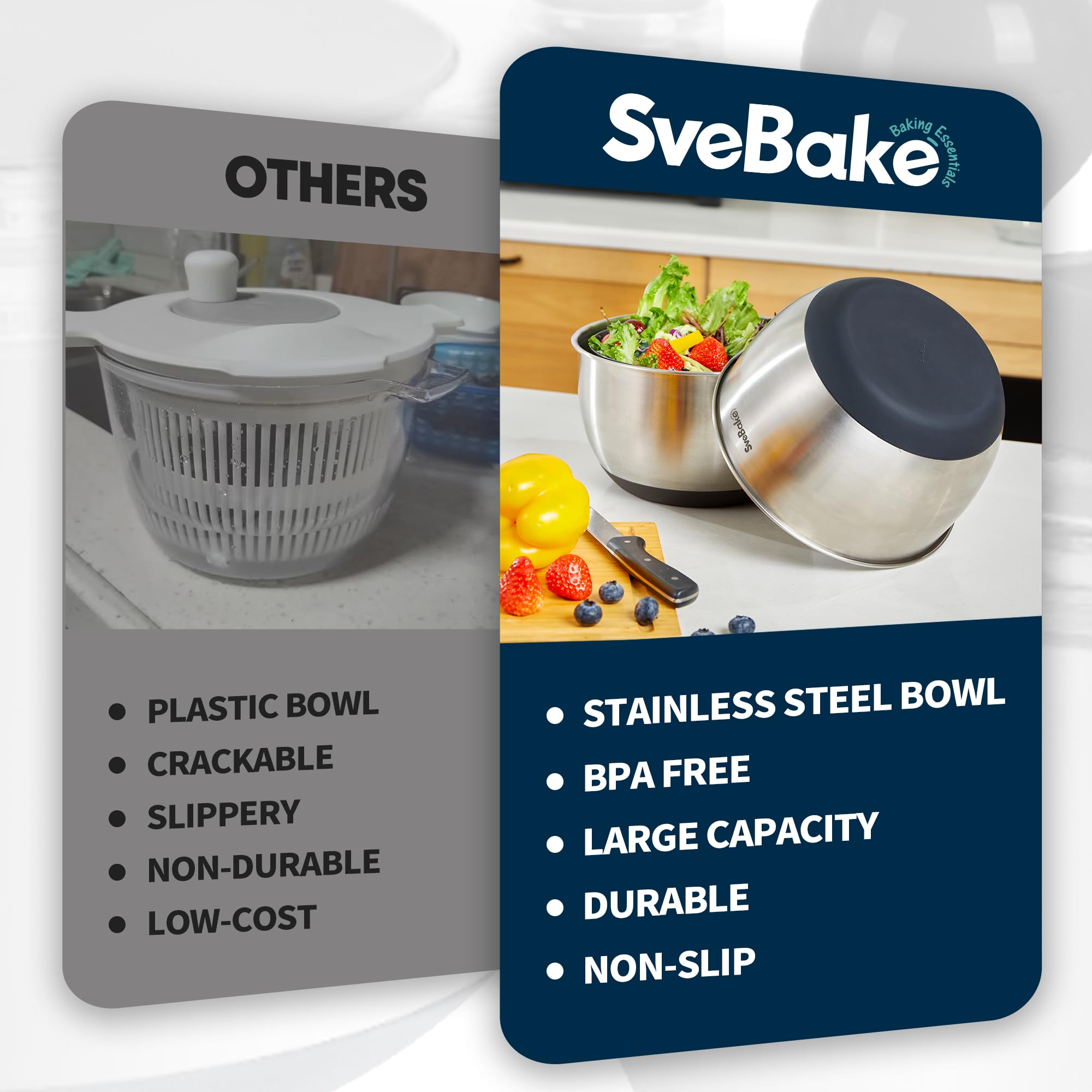 SveBake spinner supports bulky vegetables like broccoli and carrots