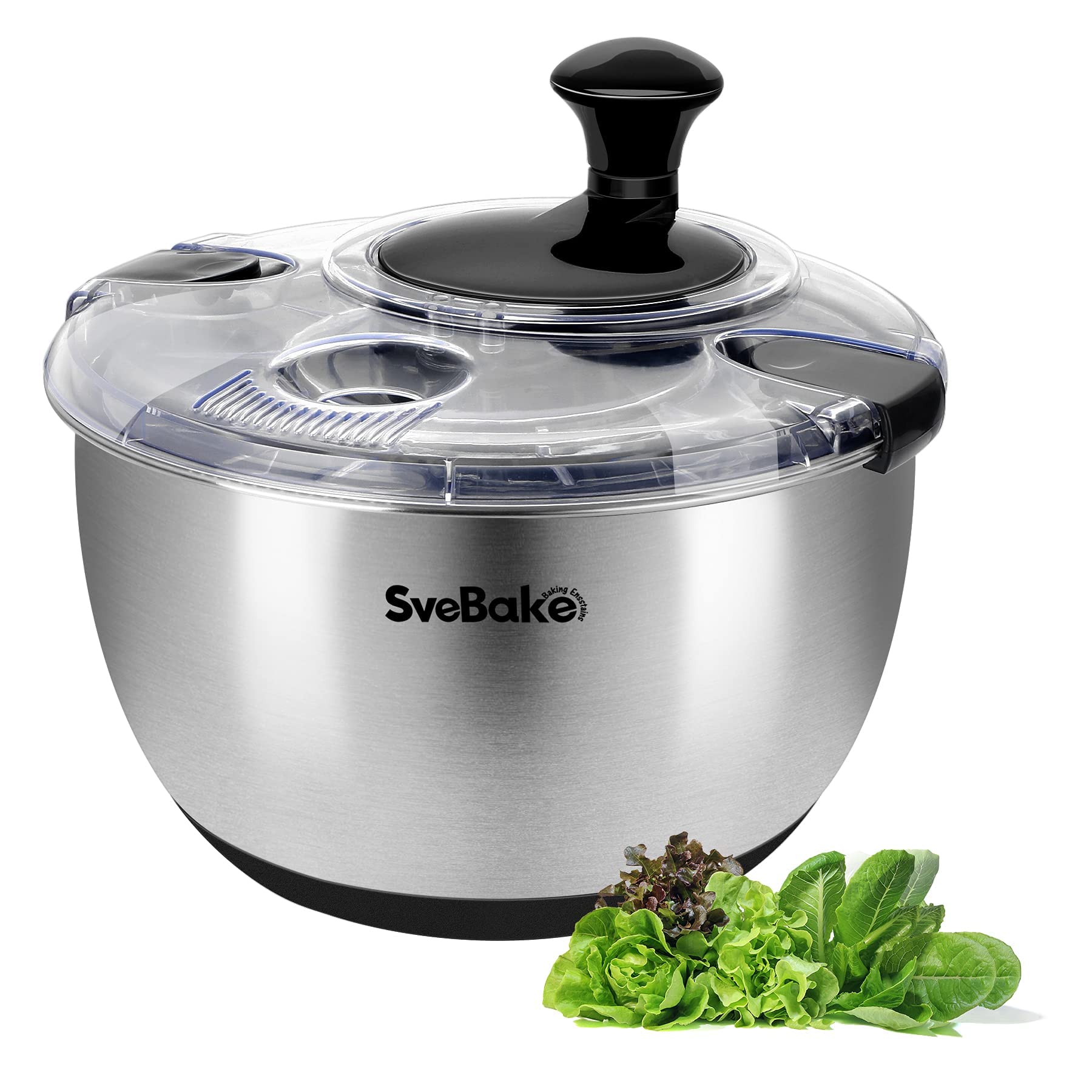 SveBake salad spinner crank design enables controlled drying of greens