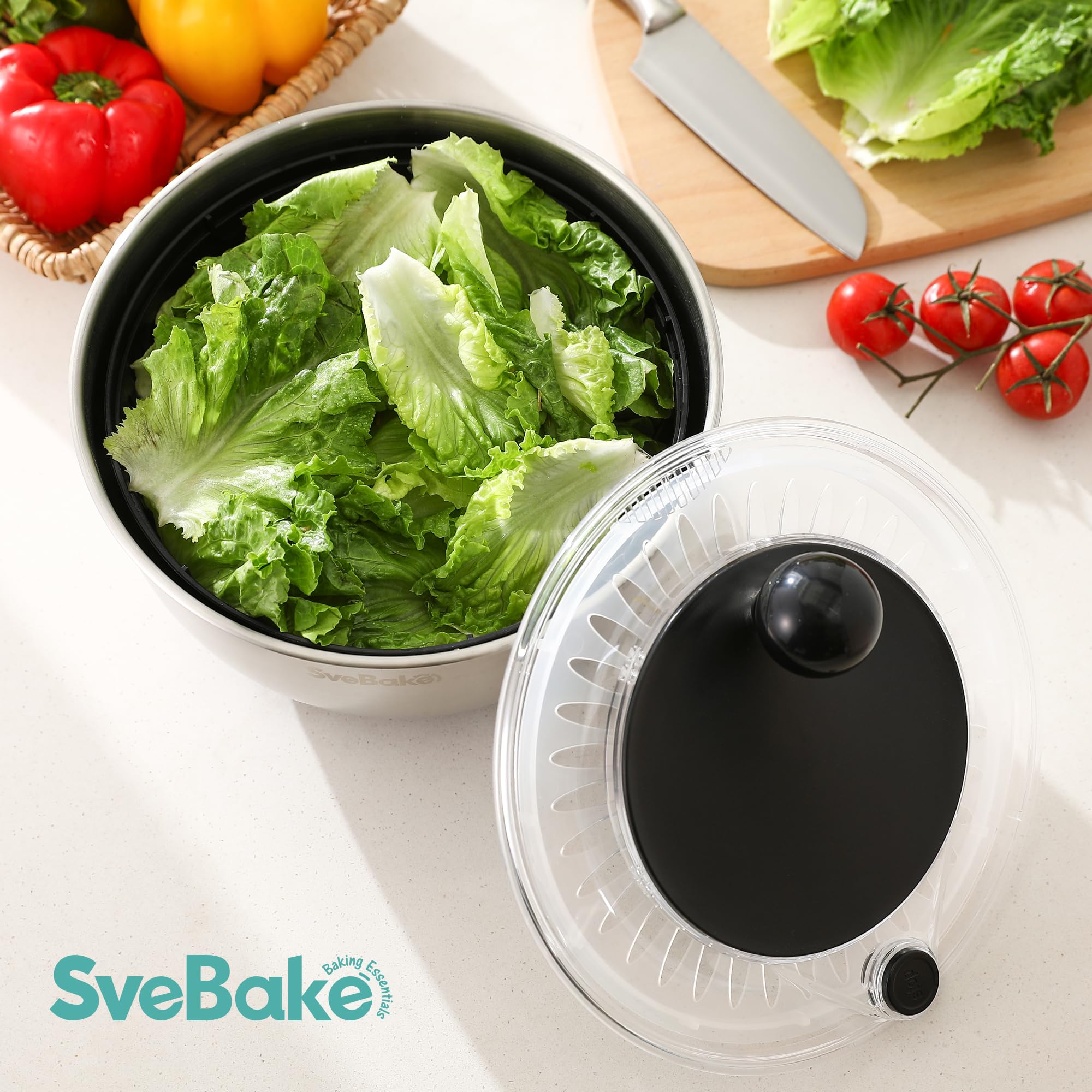 SveBake removable basket doubles as a strainer for herbs and berries