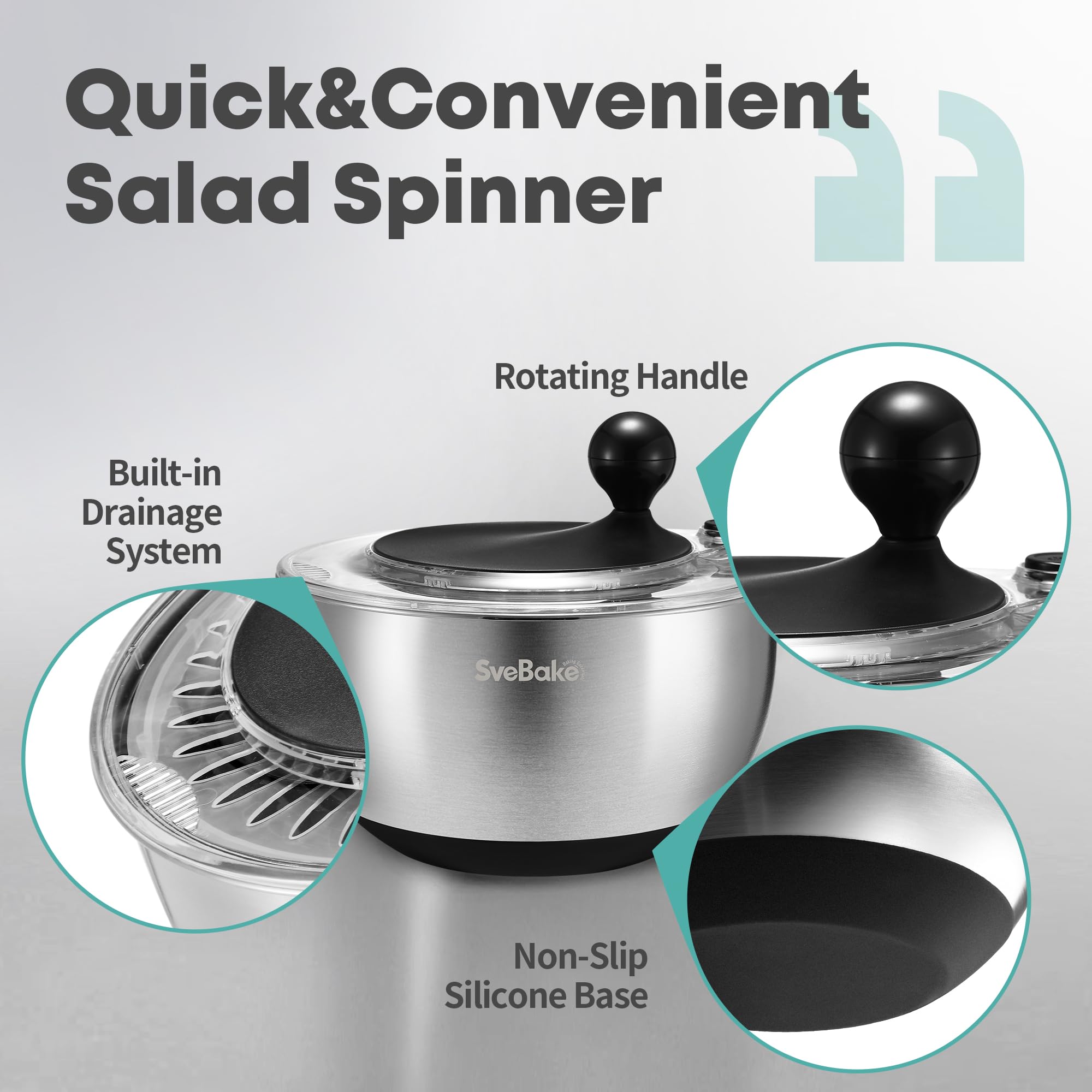 SveBake 5.3QT spinner with transparent lid lets you monitor drying without lifting