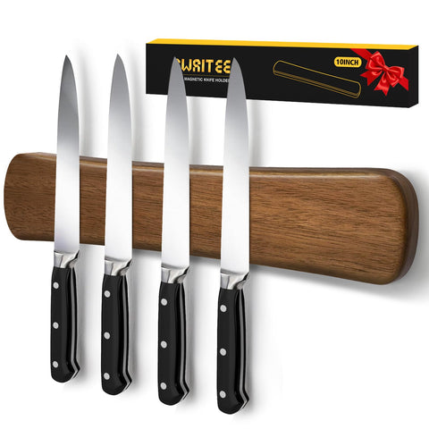 Swaitee magnetic knife strip 10-inch wall mount keeps knives within reach and organized.