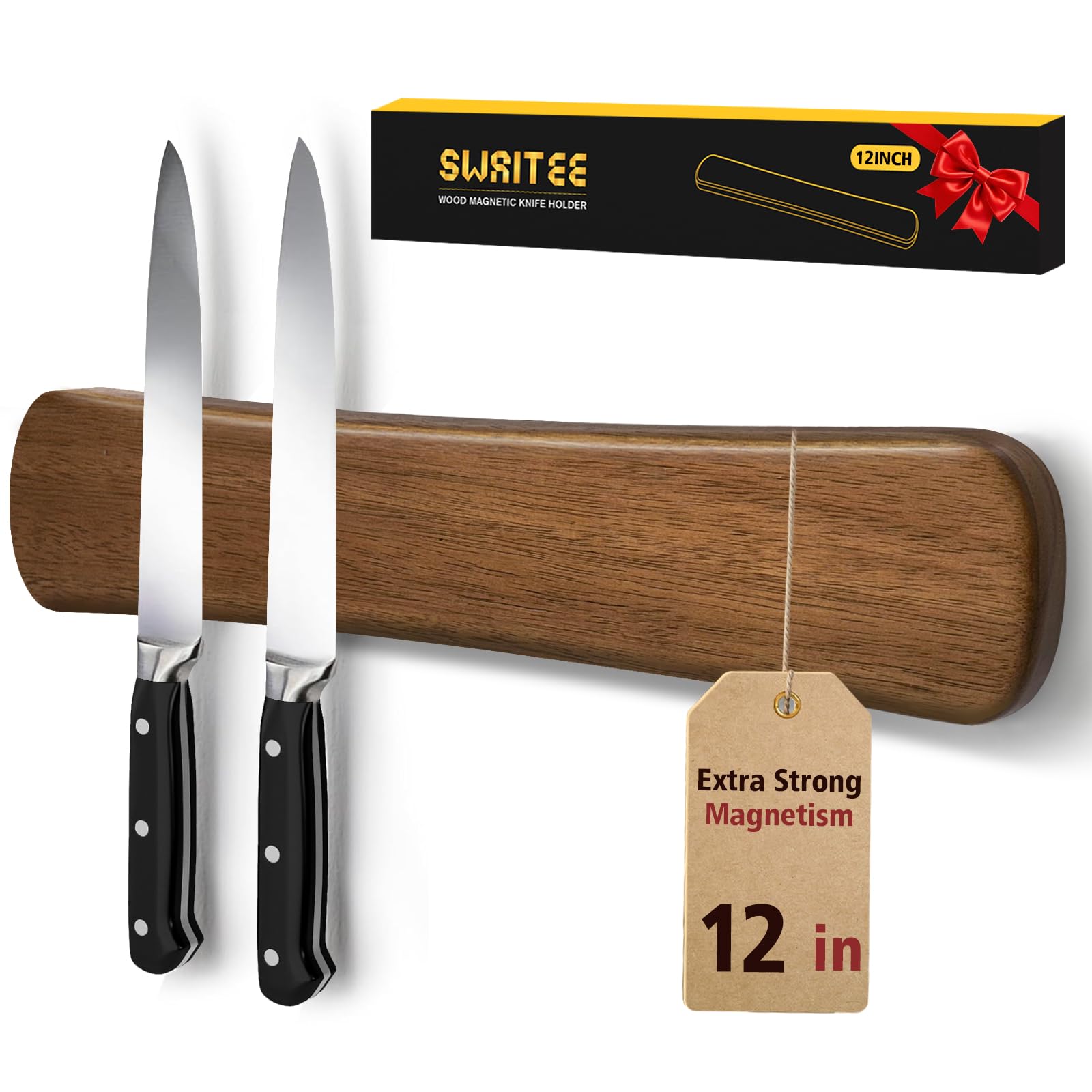 Swaitee 12-inch magnetic knife strip on wall keeps knives within easy reach