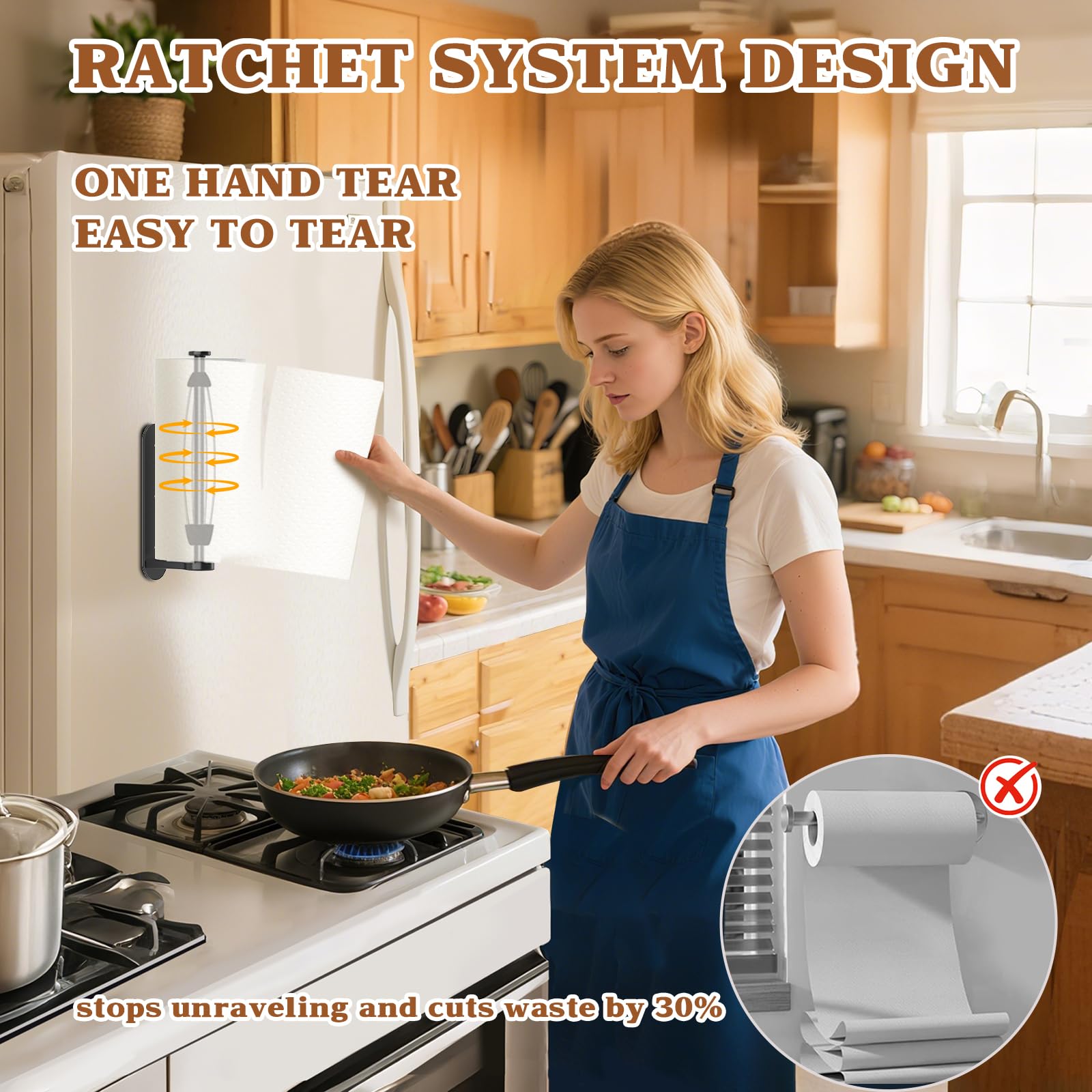 One-handed tear with ratchet mechanism by Swaitee for controlled towels.