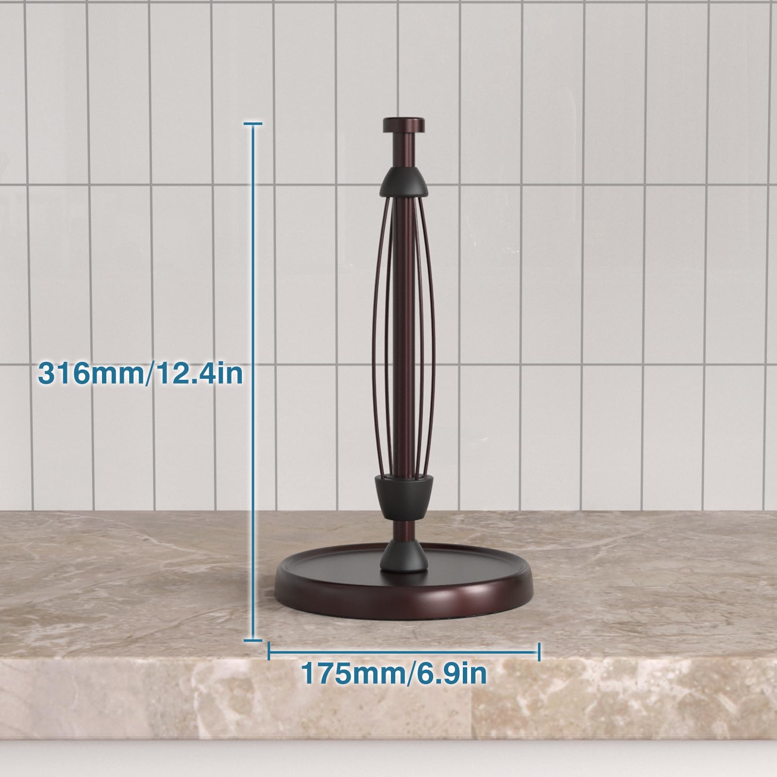 Swaitee paper towel holder in use shows one-handed tear convenience.