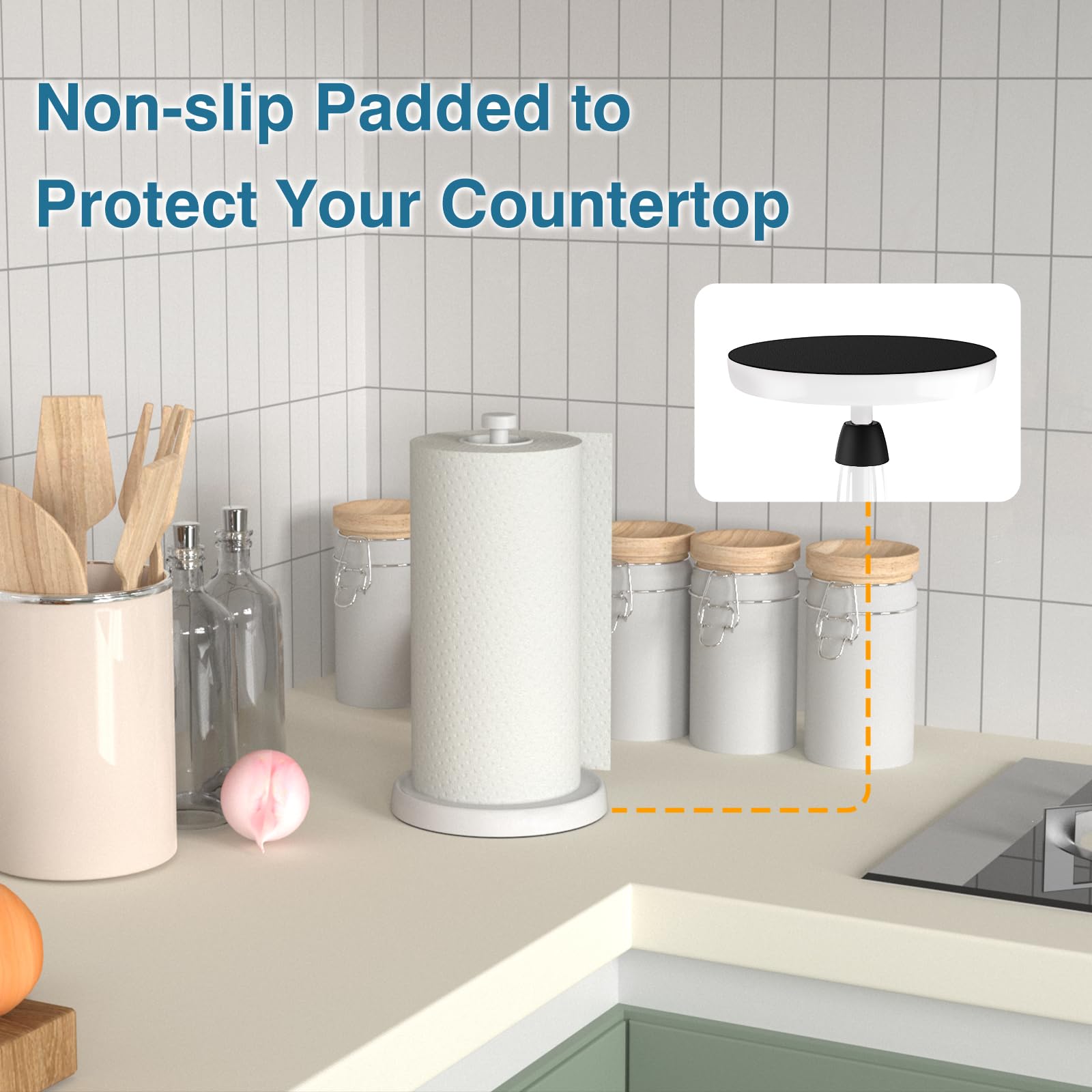 Swaitee white towel holder one-hand tear for quick kitchen tasks.