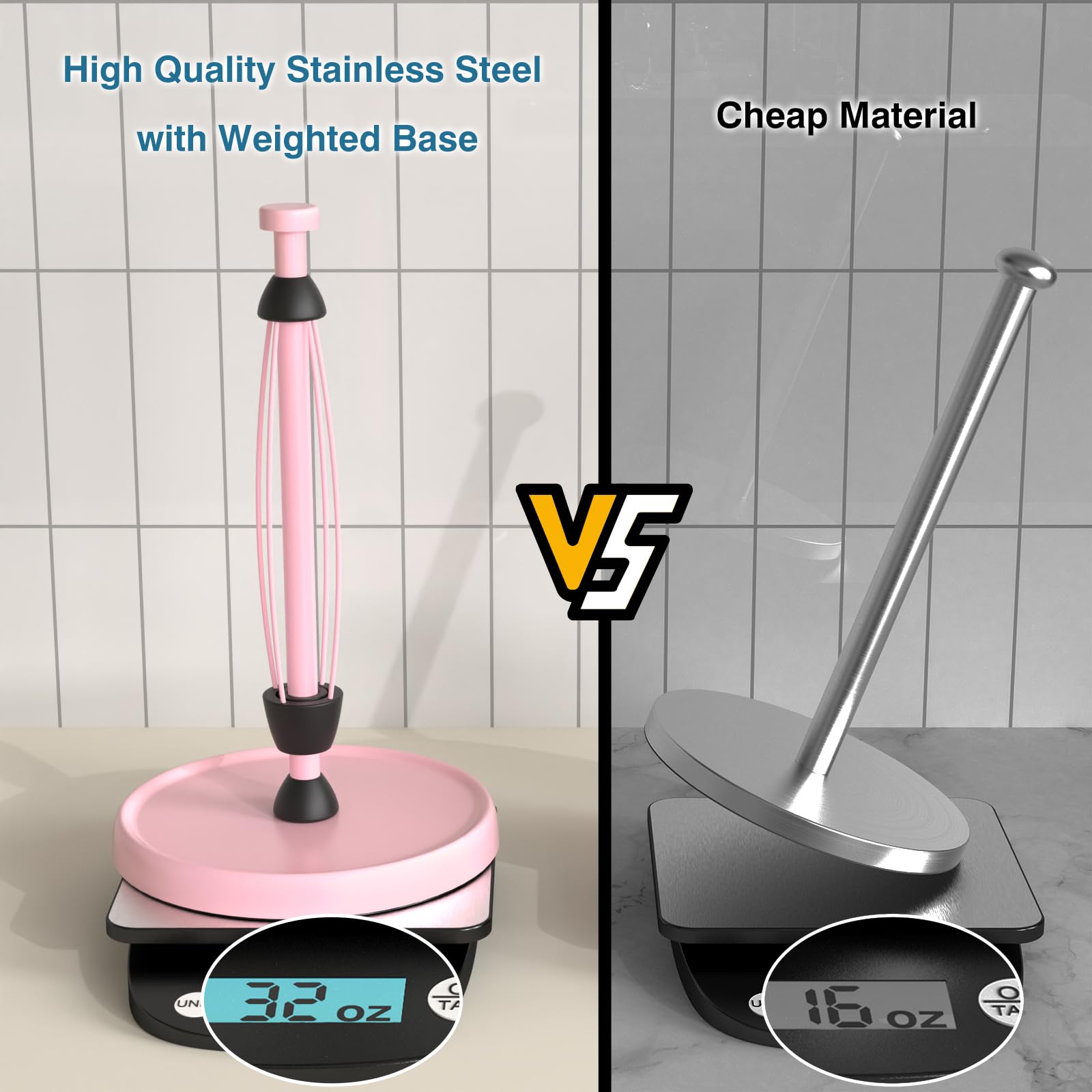 Swaitee tall stand provides stability for different roll sizes.