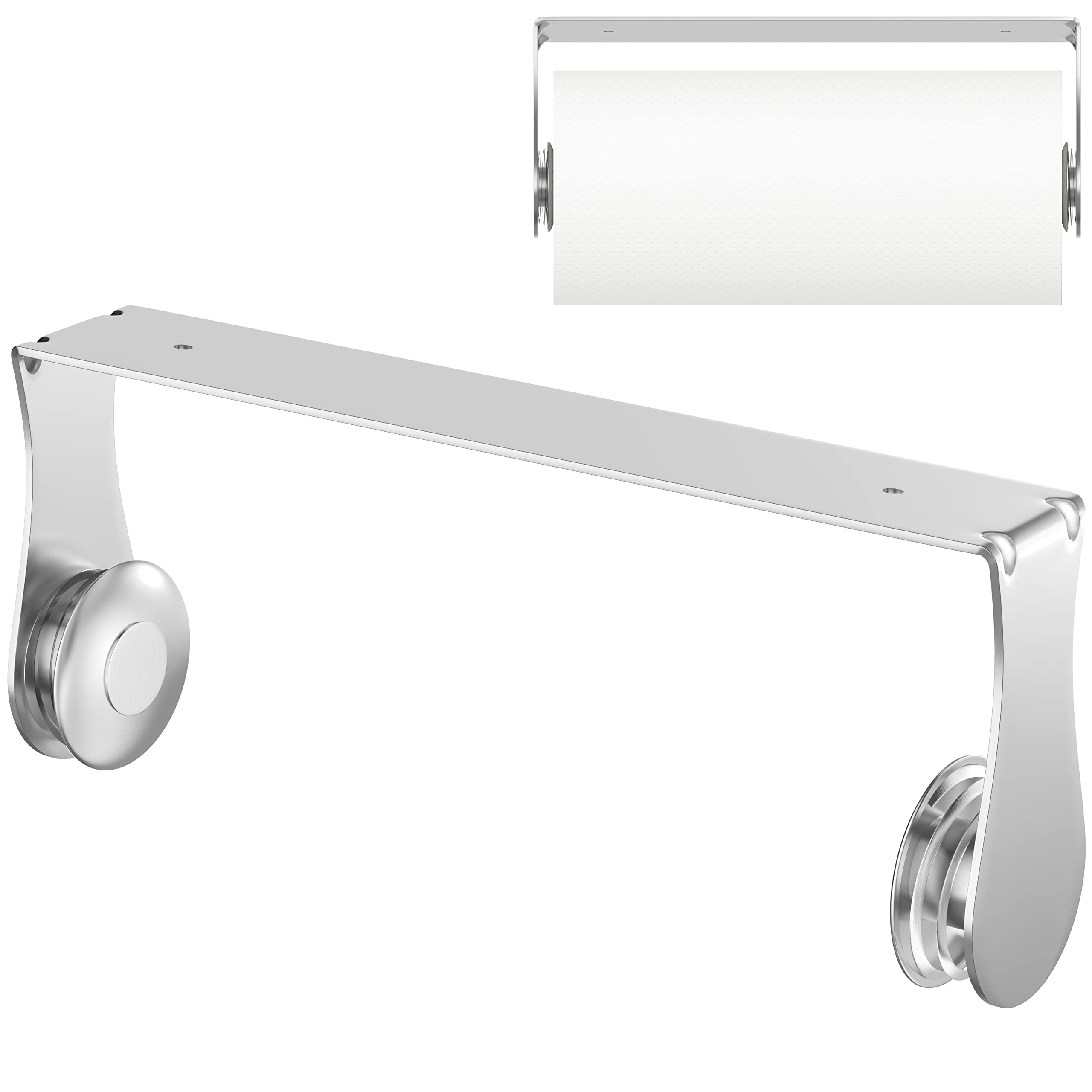 Swaitee paper towel holder under cabinet with space-saving stainless steel design.