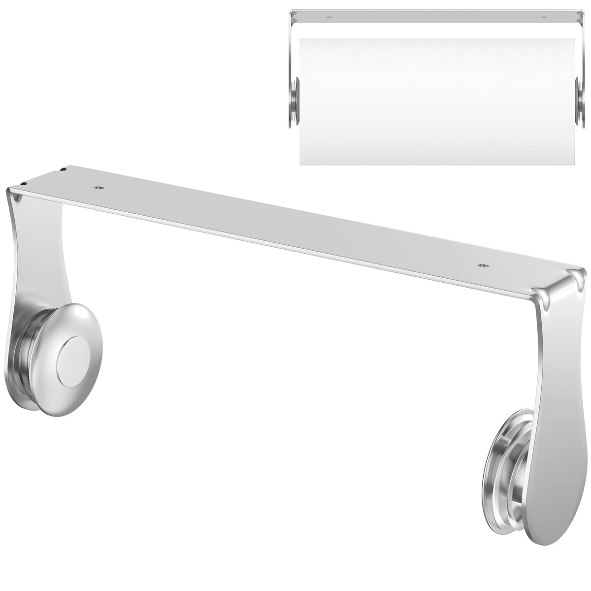 Swaitee paper towel holder under cabinet with space-saving stainless steel design.
