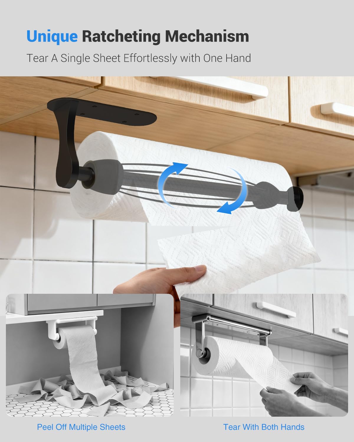 Swaitee wall-mount holder shows adhesive or screw option for versatile installation.