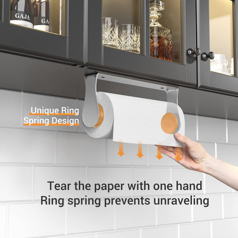 Swaitee wall-mount paper towel holder close-up showing ring spring action.