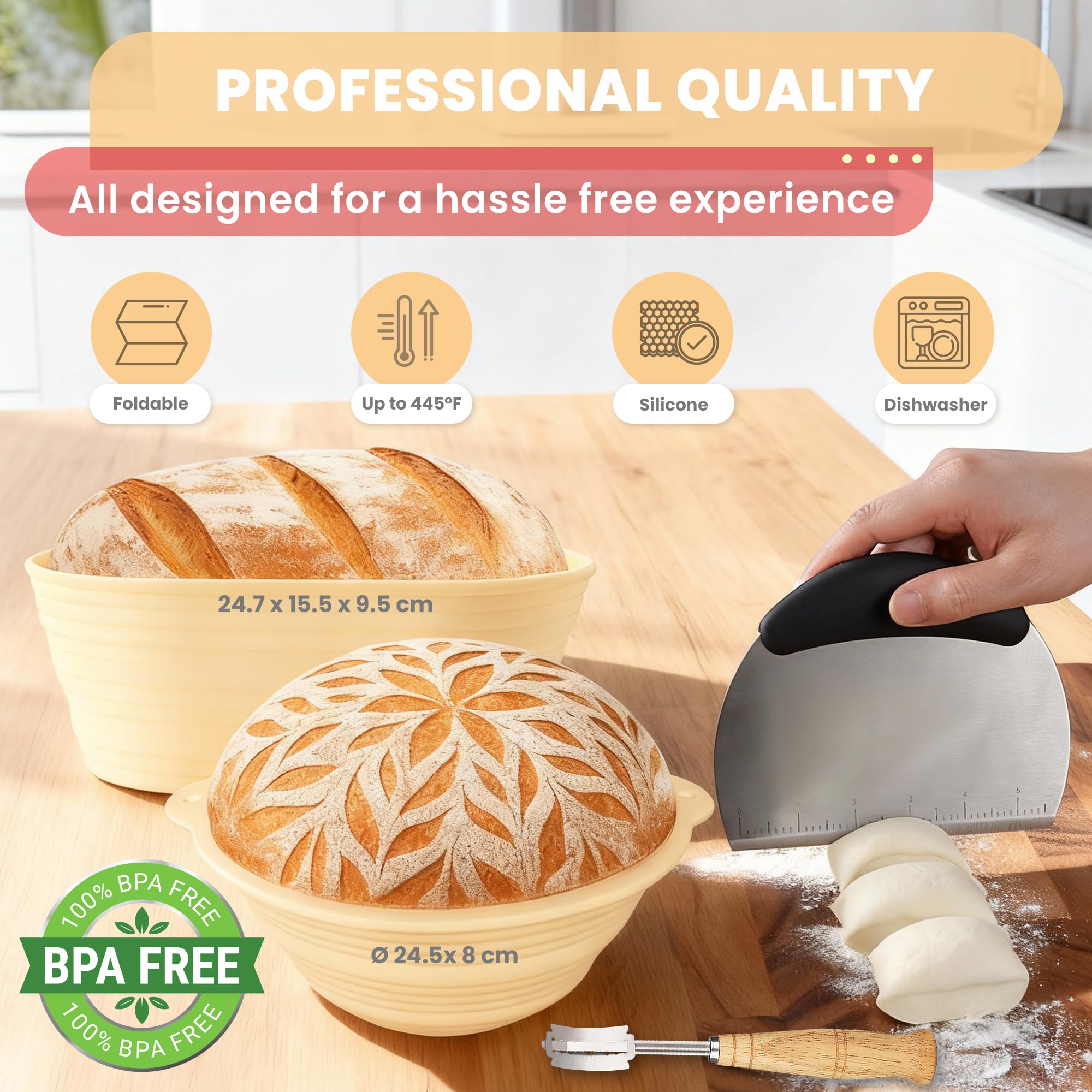 Swakik silicone dough sling for keeping loaves away from scorched bottoms