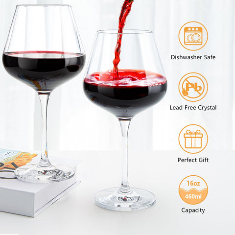 Swanfort hand-blown red wine glasses showing slim lip for refined tasting