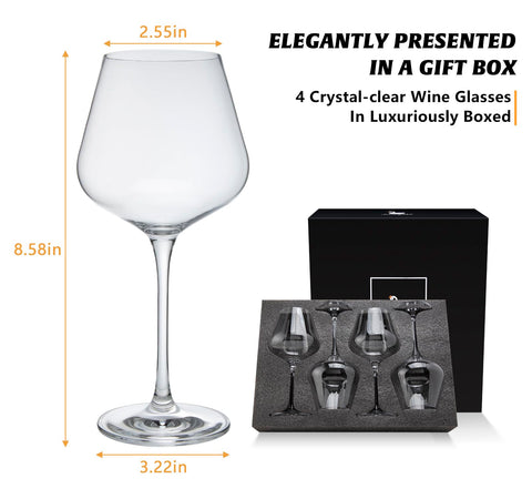 Swanfort long-stem design red wine glasses with ergonomic grip