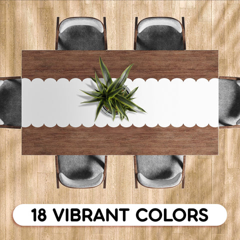 Swanoo table runner with easy cut-to-length feature for perfect fit.