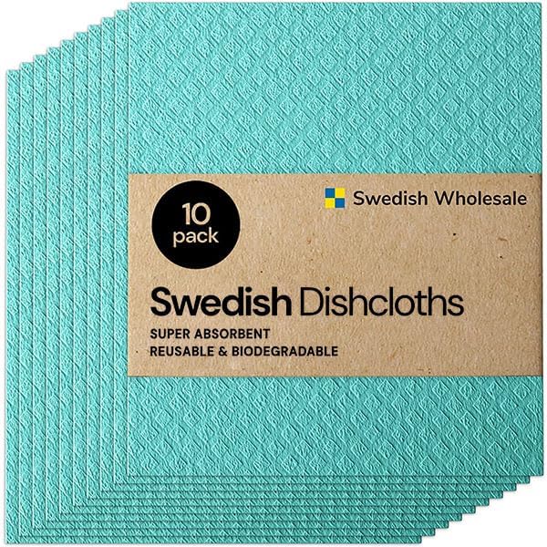 Swedish Wholesale Swedish DishCloths seafoam 10 pack for eco friendly kitchen use