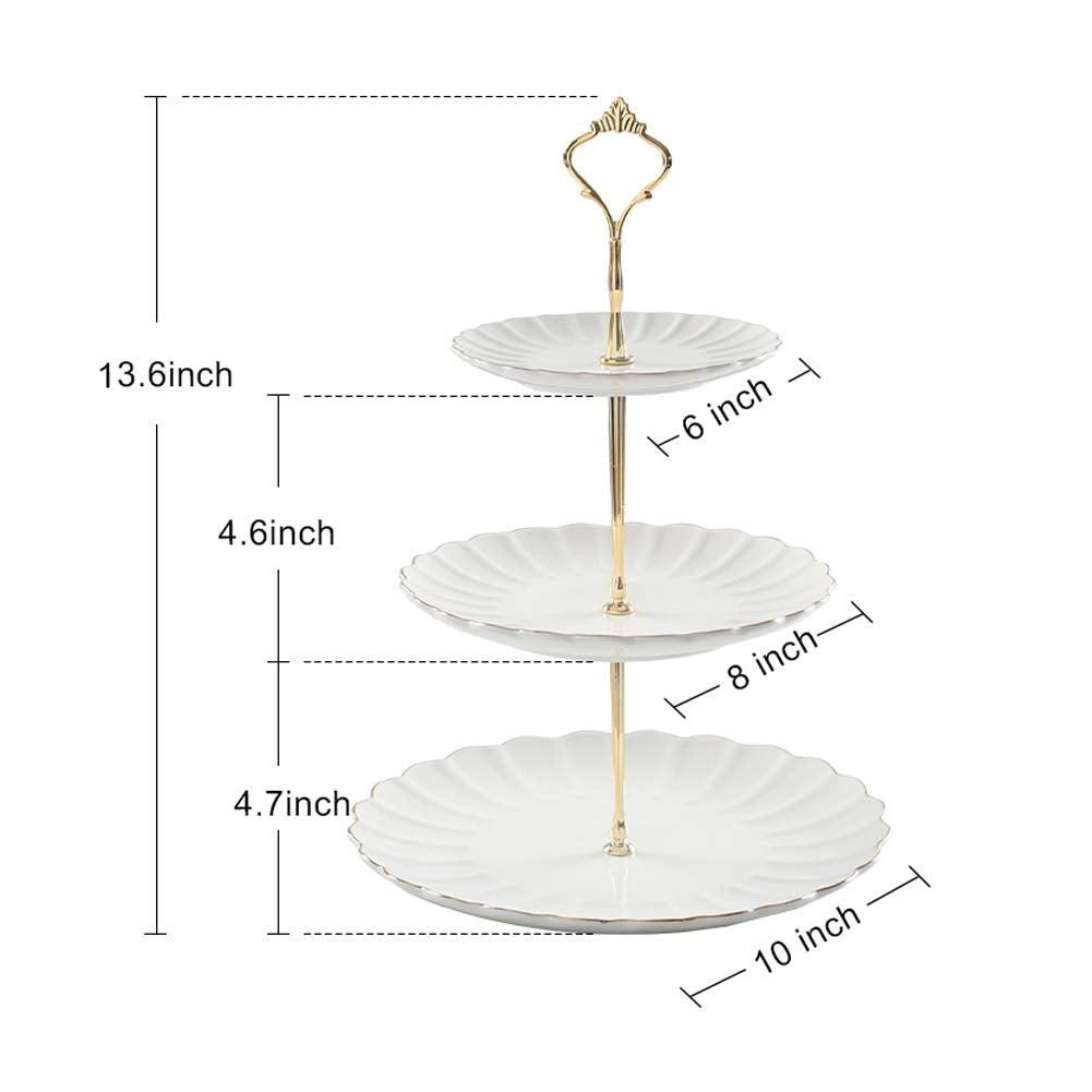 Sweejar 3-tier stand featuring gold trim for a refined wedding centerpiece