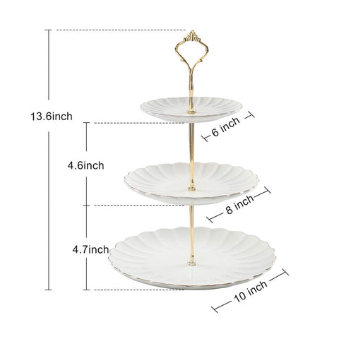 Sweejar 3-tier stand featuring gold trim for a refined wedding centerpiece