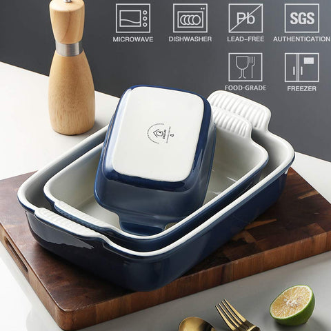 Sweejar ceramic baking dish with double handles for safe oven-to-table transfer.