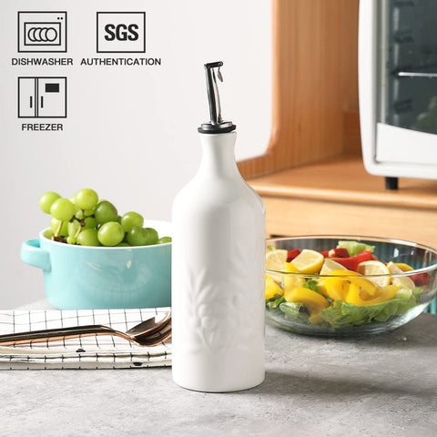 Sweejar olive-leaf embossed design on ceramic bottle