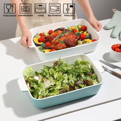 Sweejar striped glaze bake dish emphasizes rustic oven-to-table appeal