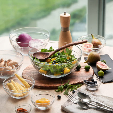 Sweejar nine-piece glass mixing bowls offering a range of sizes for versatile tasks