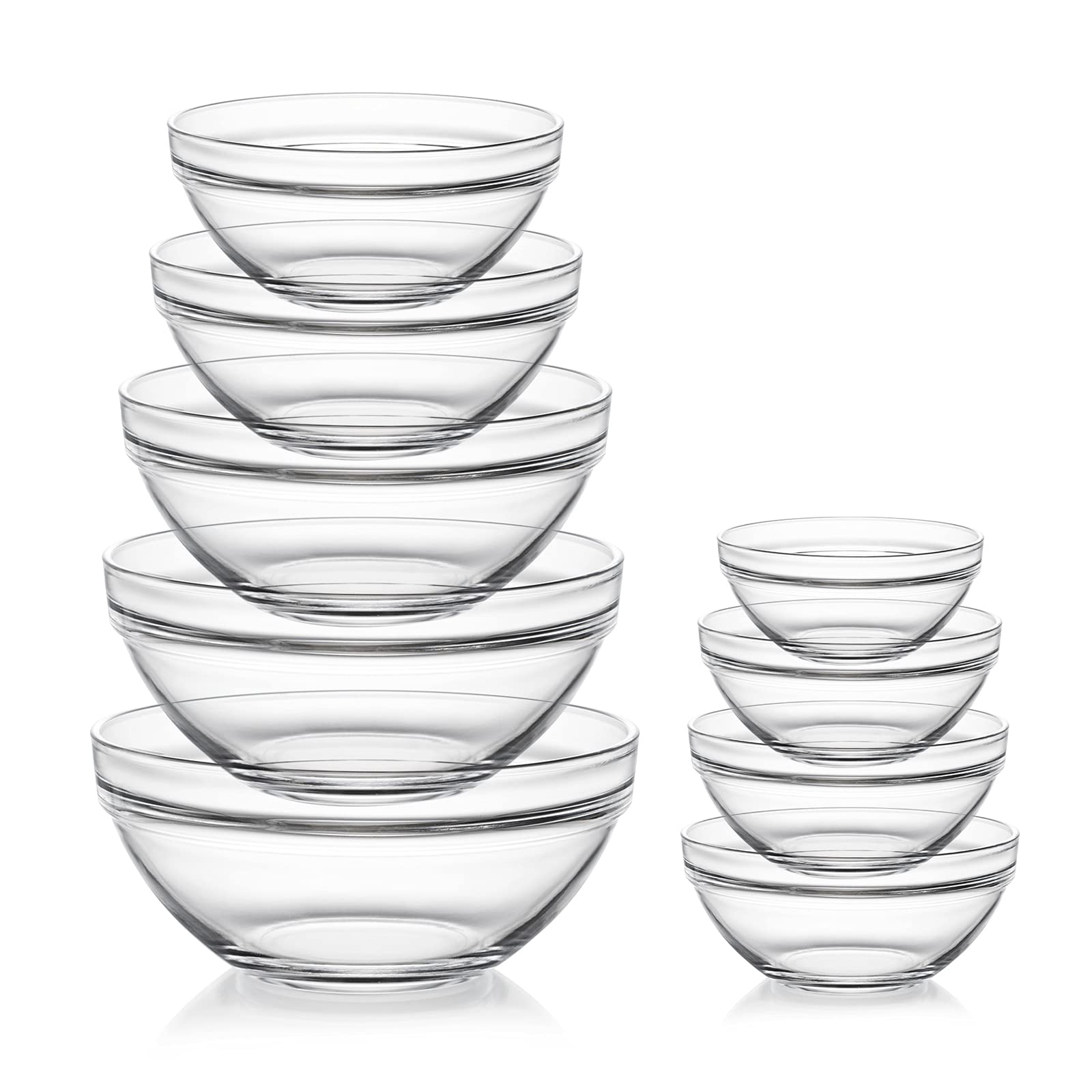 Sweejar glass mixing bowls set with wide rims for drip-free pouring and easy handling