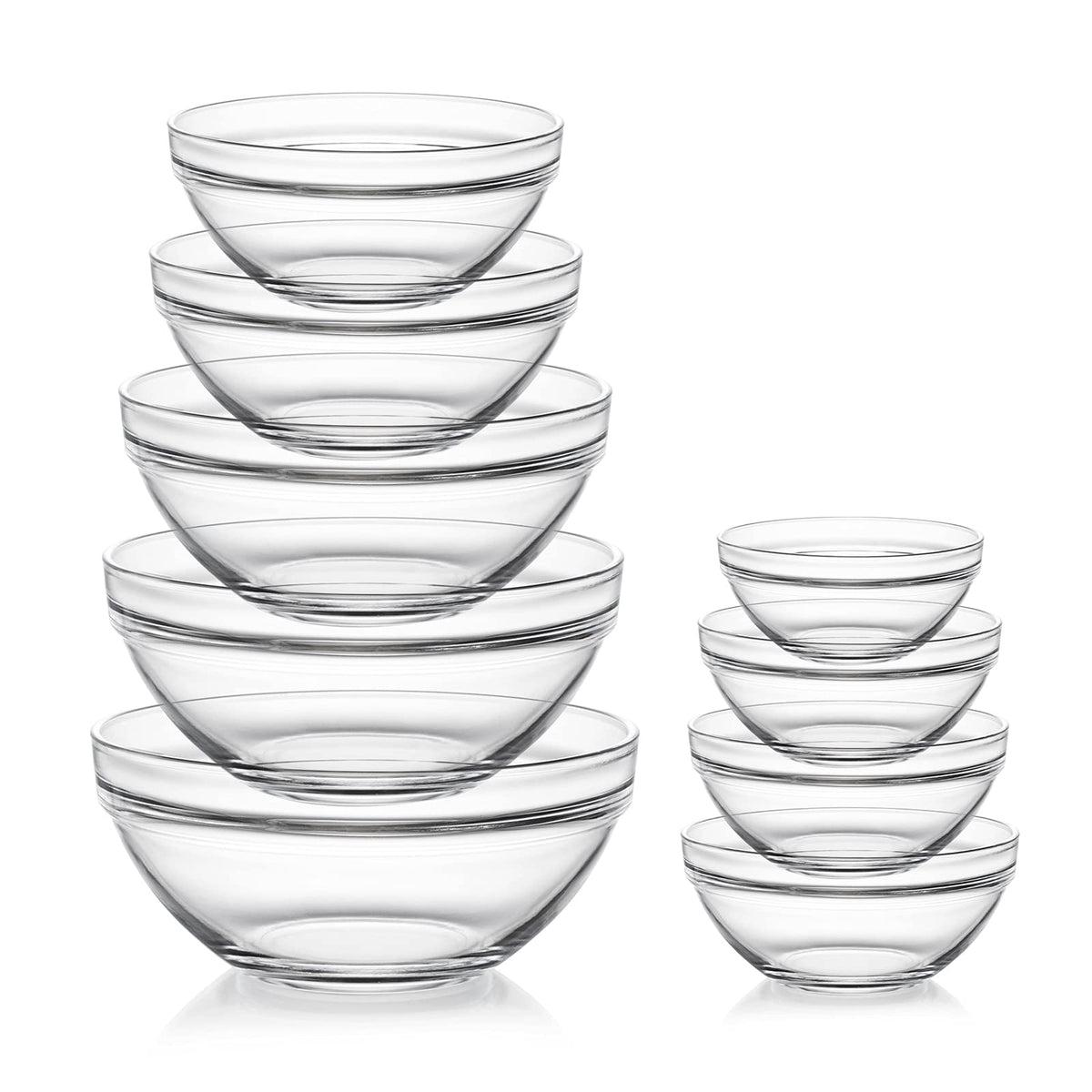 Sweejar glass mixing bowls set with wide rims for drip-free pouring and easy handling