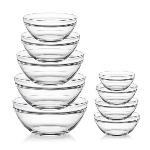 Sweejar glass mixing bowls set with wide rims for drip-free pouring and easy handling