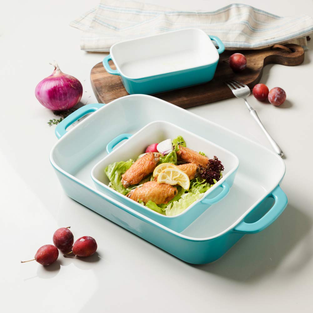 Sweejar hollow-handle bakeware in turquoise for safe transfer.