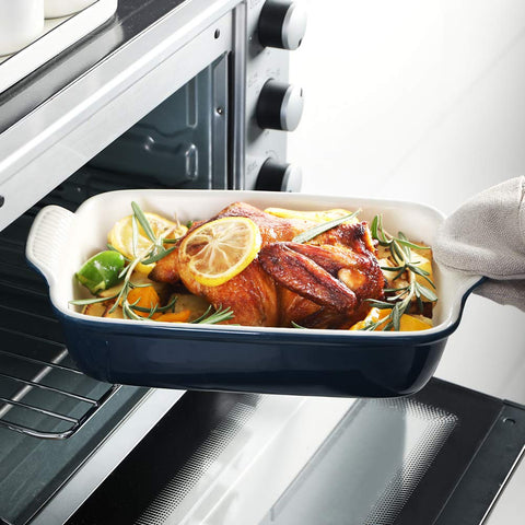 Sweejar durable porcelain bakeware is oven, microwave, and dishwasher safe.