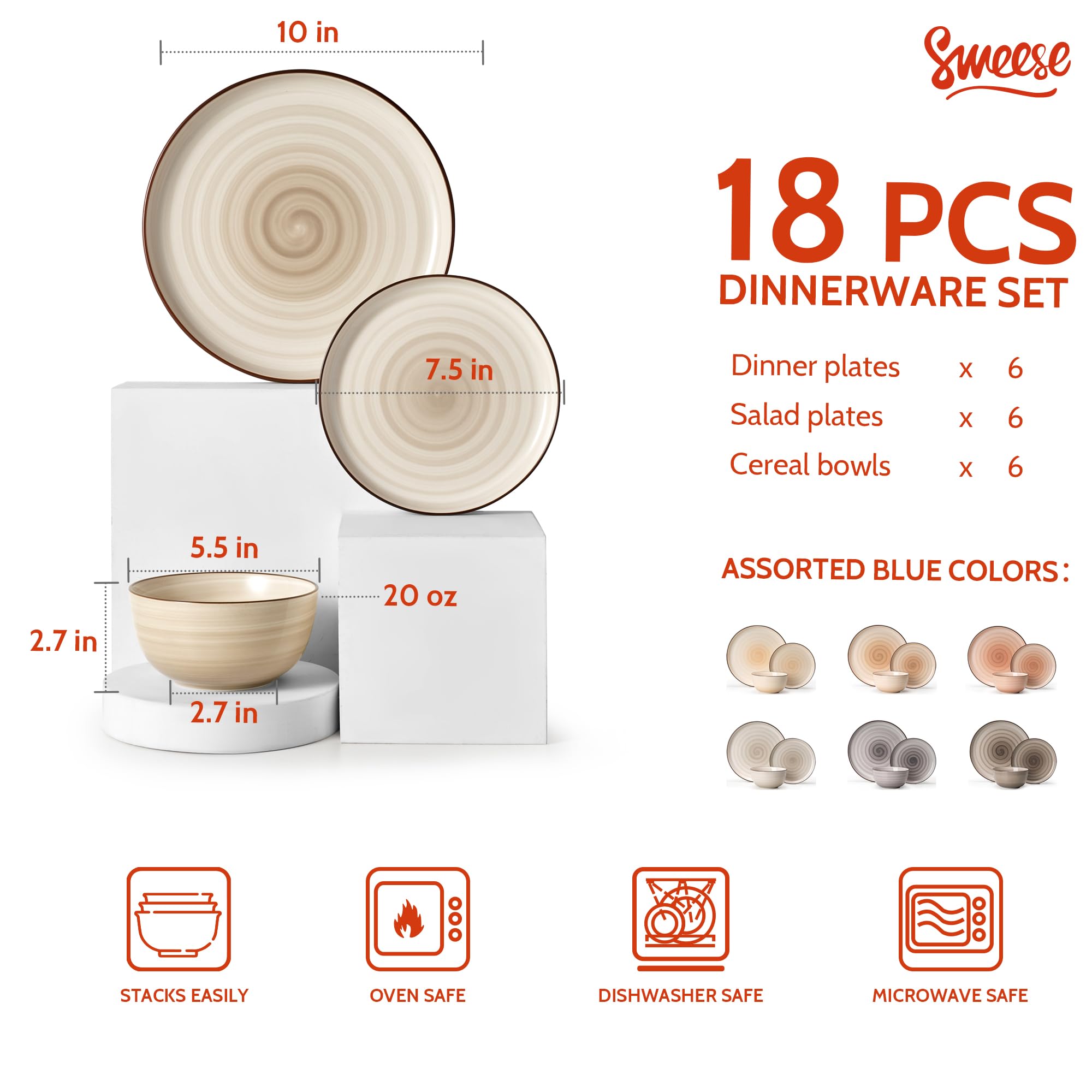 Sweese 10-inch dinner plate image highlighting smooth glaze and versatile dining use.