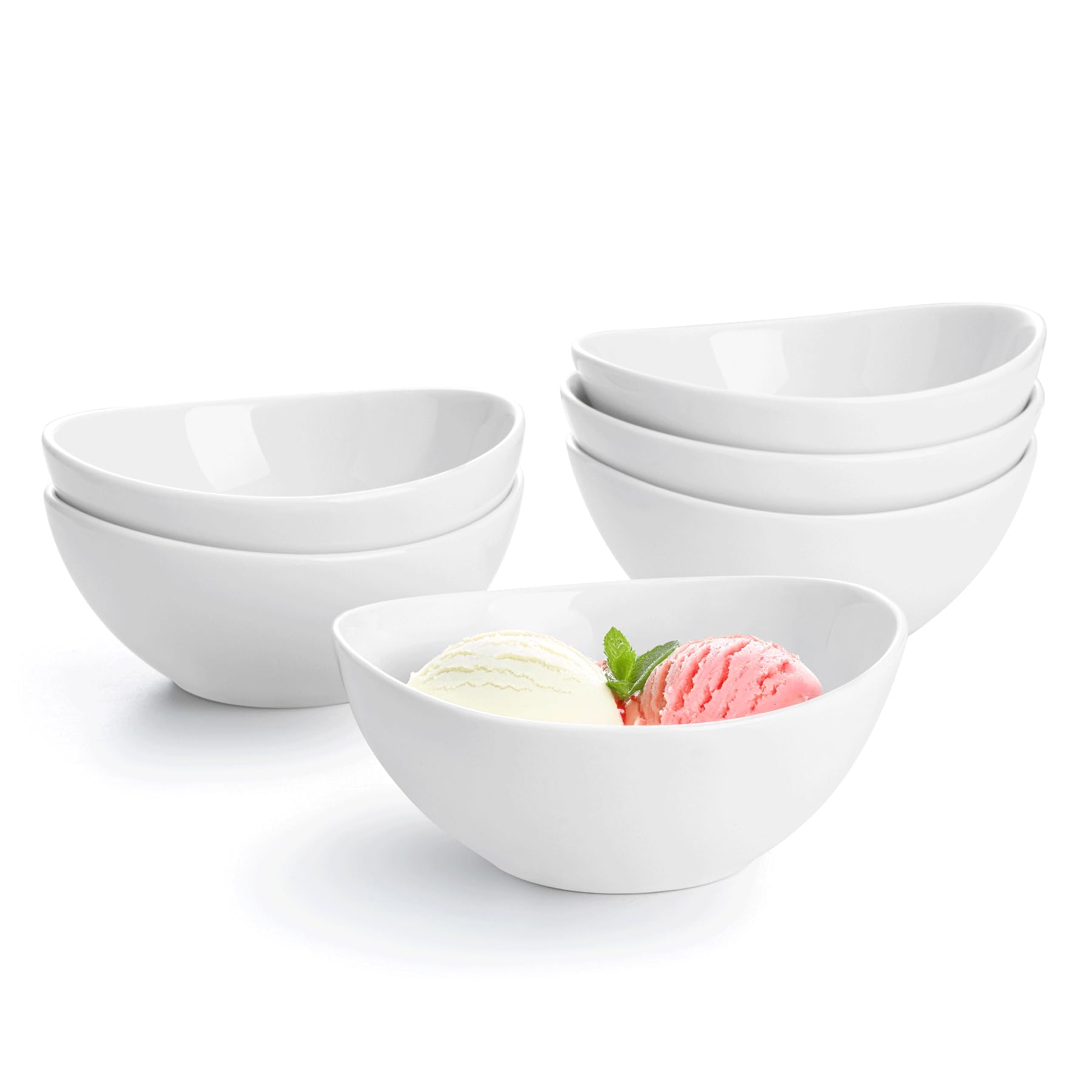 Sweese 10 oz small white porcelain bowls for desserts.