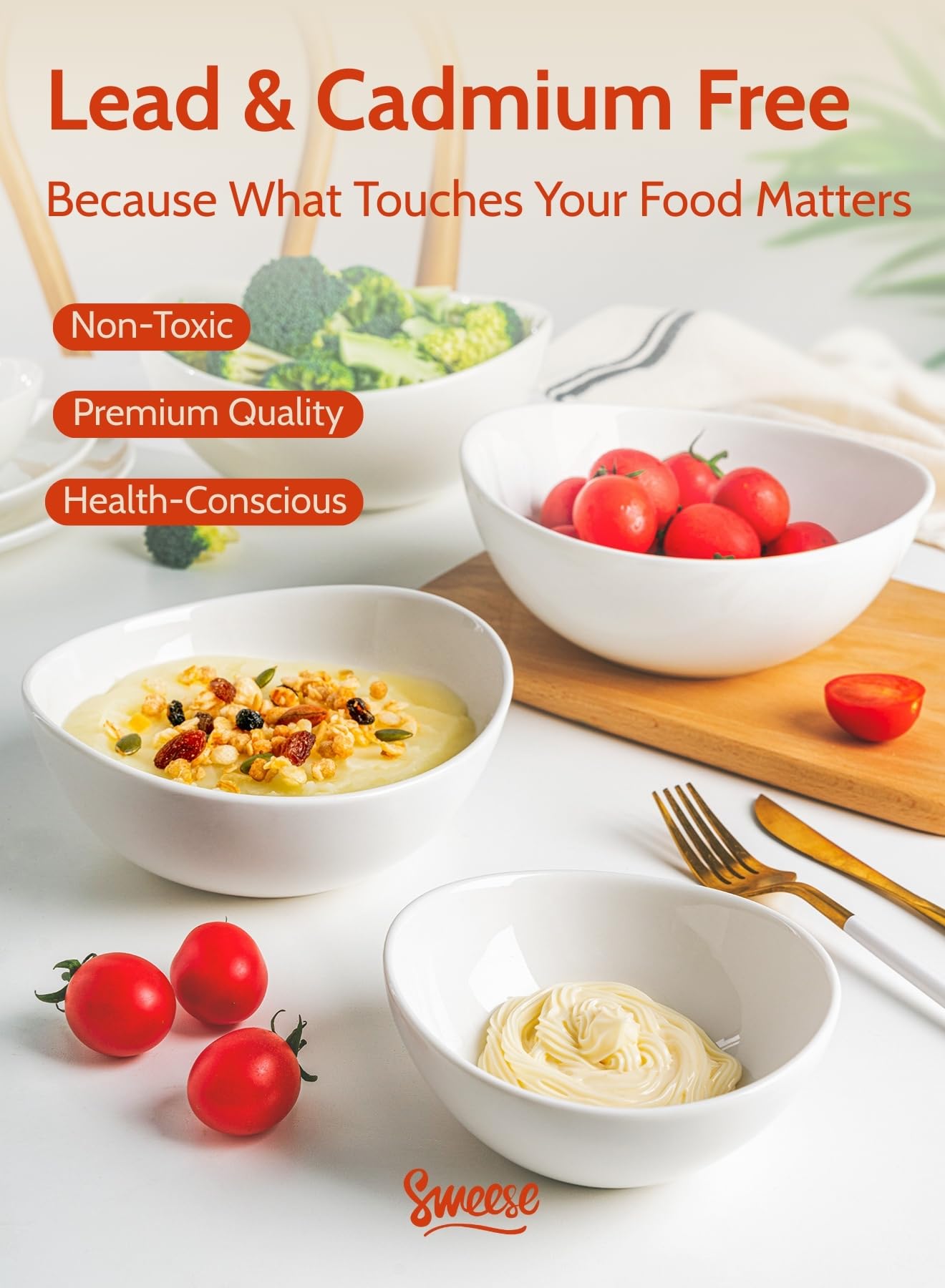 Sweese bowls are microwave safe for easy reheating and versatility.