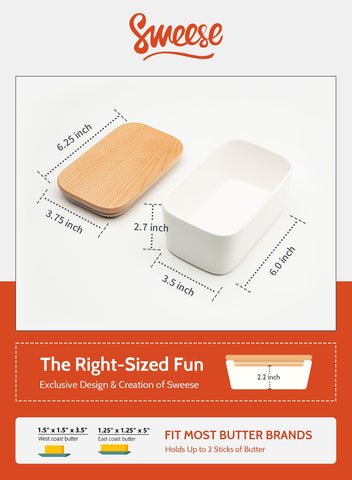 Sweese butter-dish deep-design-seal prevents flavor transfer and preserves butter