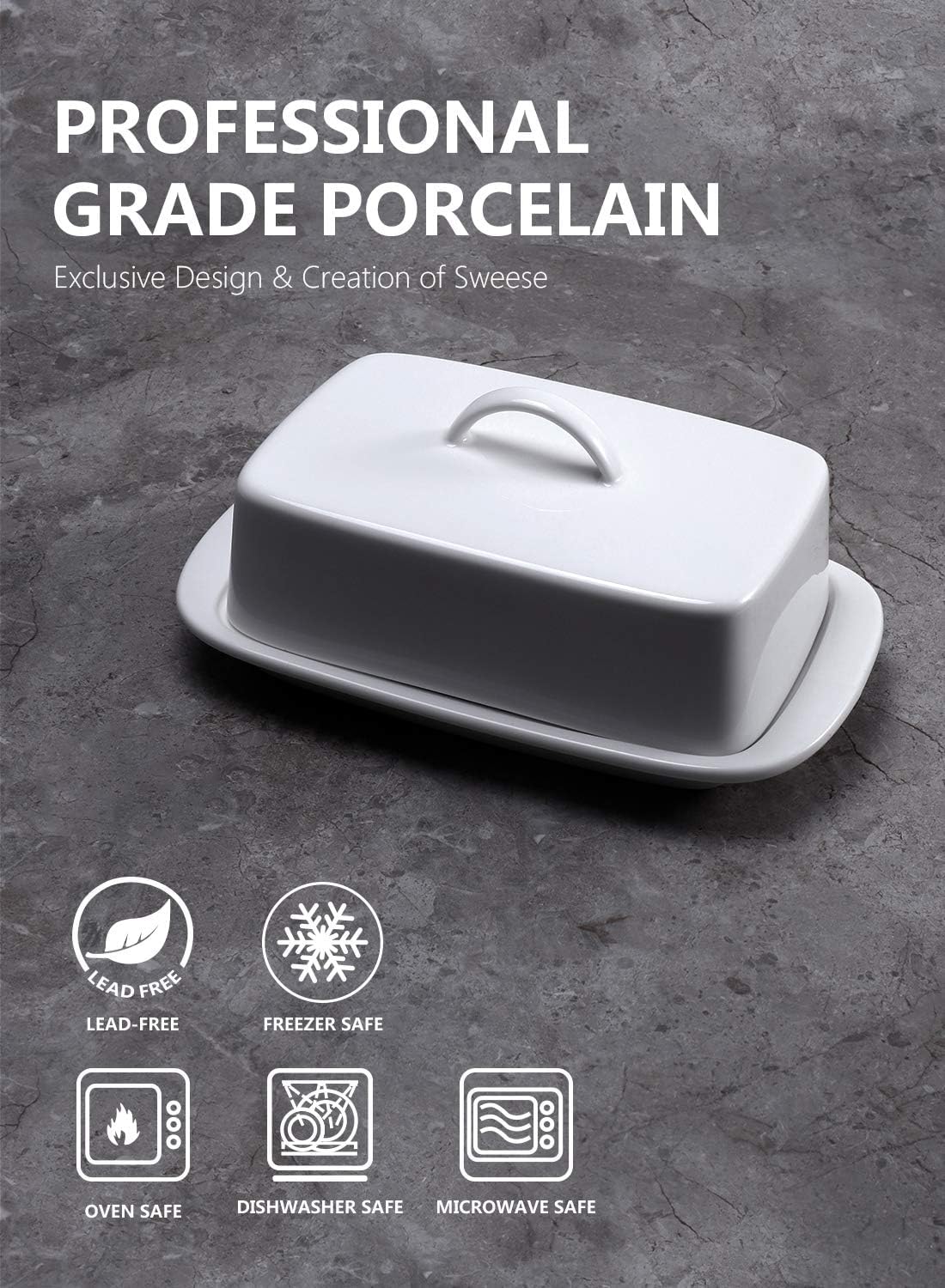 Sweese butter dish dust-cover lid protects freshness.