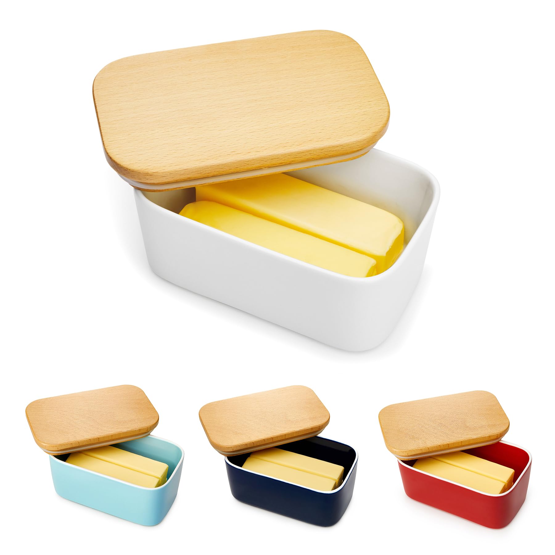 Sweese butter dish with beech-wood lid keeps butter fresh on the counter