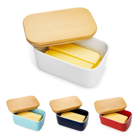 Sweese butter dish with beech-wood lid keeps butter fresh on the counter