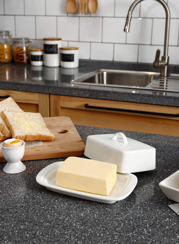 Sweese butter dish oven-induction-safe porcelain supports versatile cooking prep.