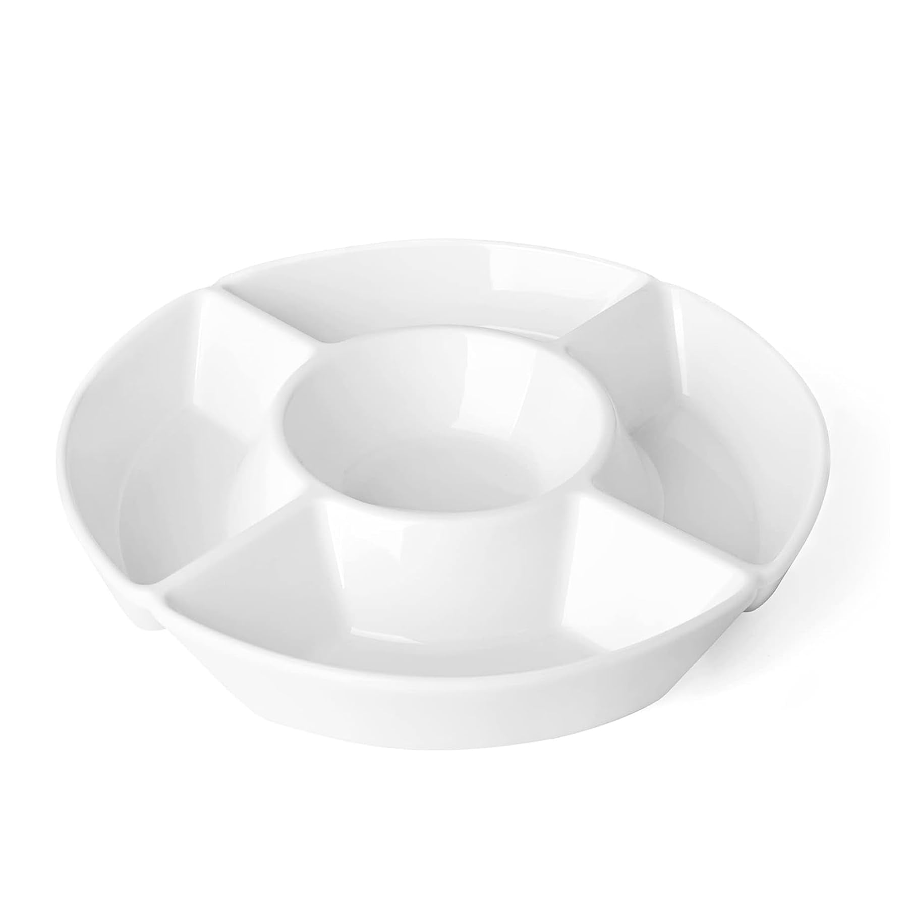 Sweese chip and dip serving set with round five-compartment tray for varied snacks