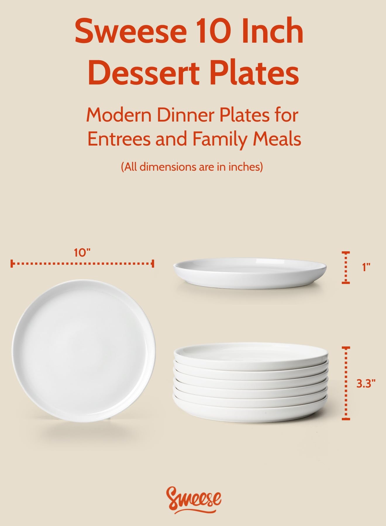 Sweese circular collection lifted-edge plate highlights raised rim for neat presentation.