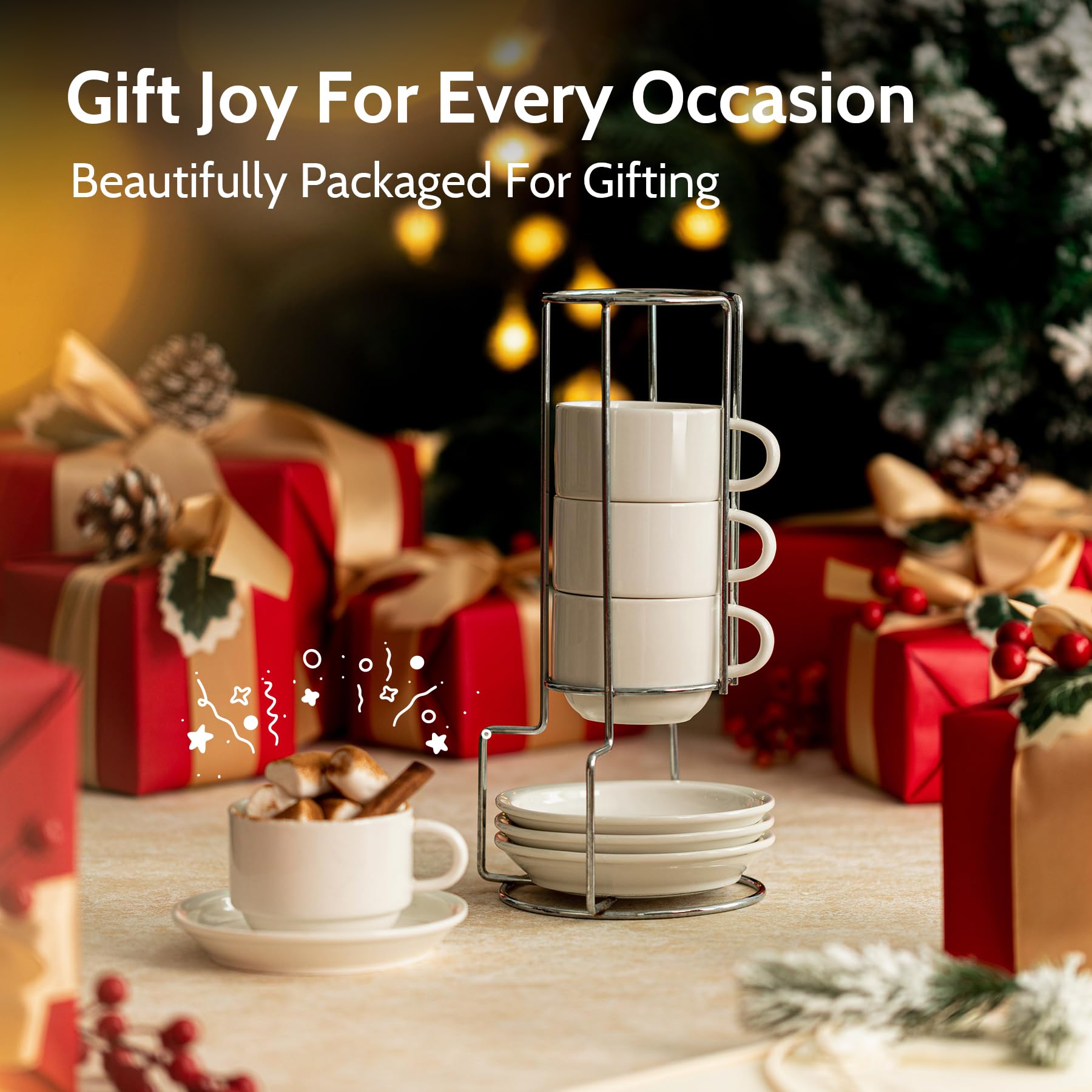 Sweese eight-ounce cups ideal for cafe-style espresso and lattes.